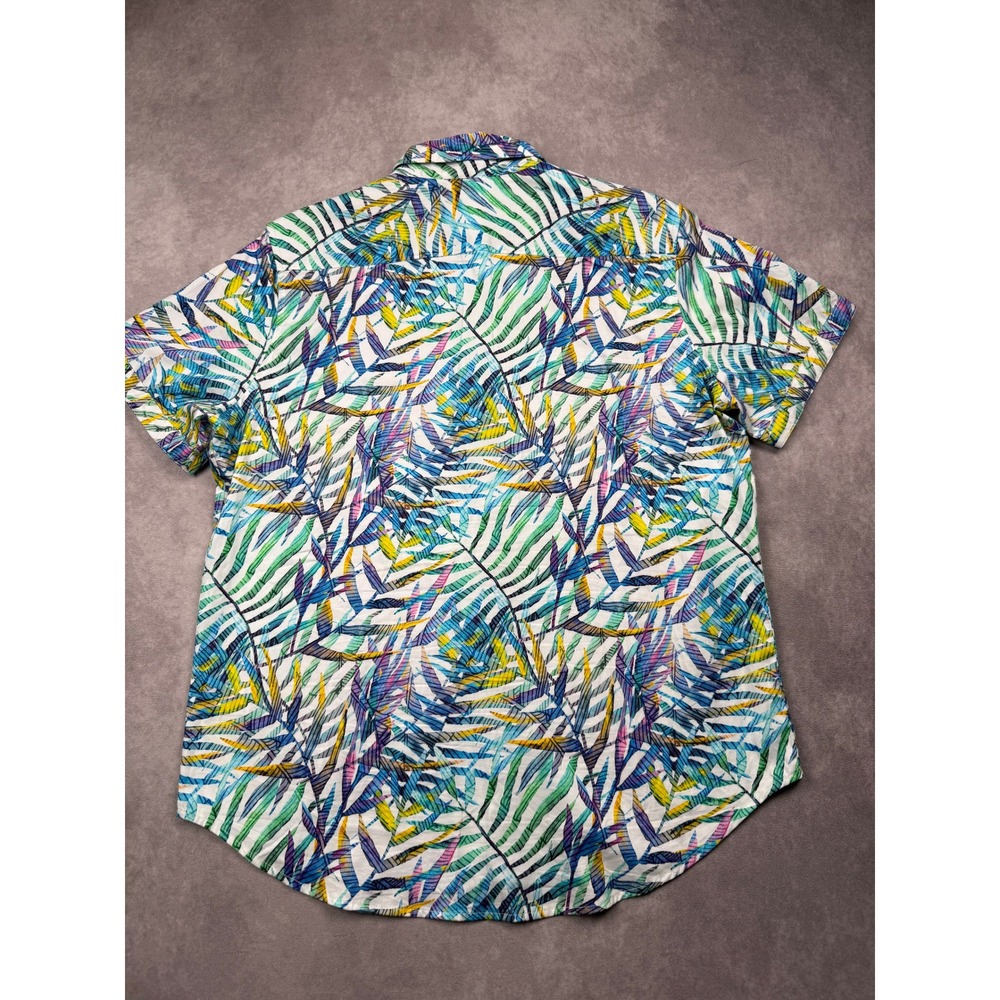 Robert Graham Men L Classic Fit Tropical Leaf Cotton Button Down Camp Shirt